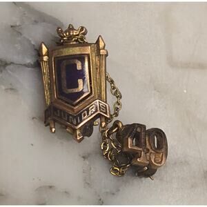 Antique Style School Lapel Pin Fob | Ornate Design Collectible